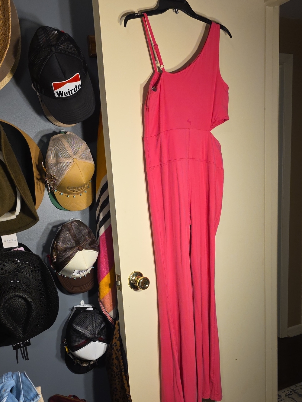 JoyLab Hot Pink One-Shoulder Flare Jumpsuit - Picture 7 of 12